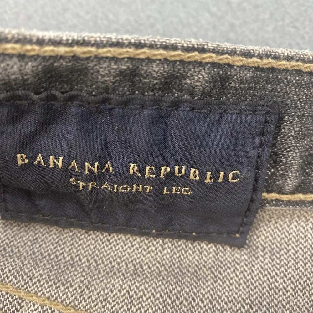 Banana Republic Straight Leg Jeans Mens 34 X 32 Blue Dark Wash Regular Fit Denim